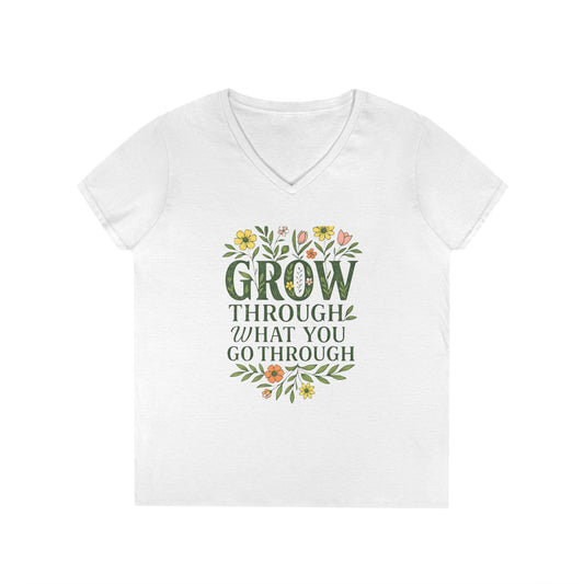 Grow Through What You Go Through Women's V-Neck Tee