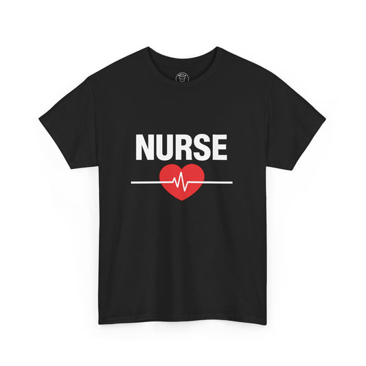 Unisex T-Shirt with the clean "NURSE" text and red heart/ECG line graphic.