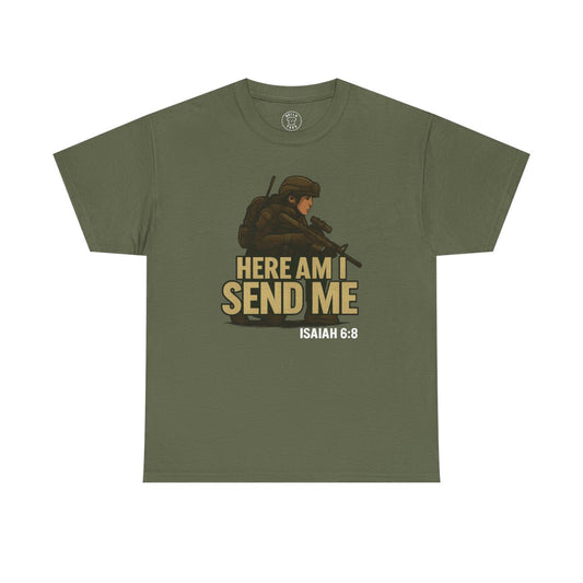 Female Soldier "Here Am I Send Me" T-Shirt (Isaiah 6:8) - Women's Military Christian Gift — view 2