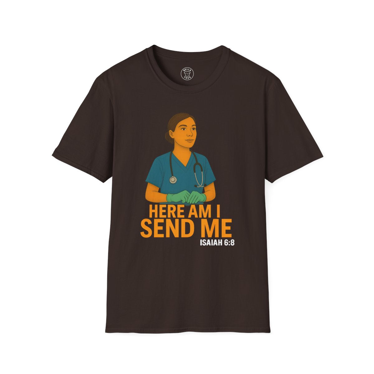 "Here Am I Send Me" Nurse T-Shirt (Isaiah 6:8) — Christian Healthcare Worker Gift — view 6