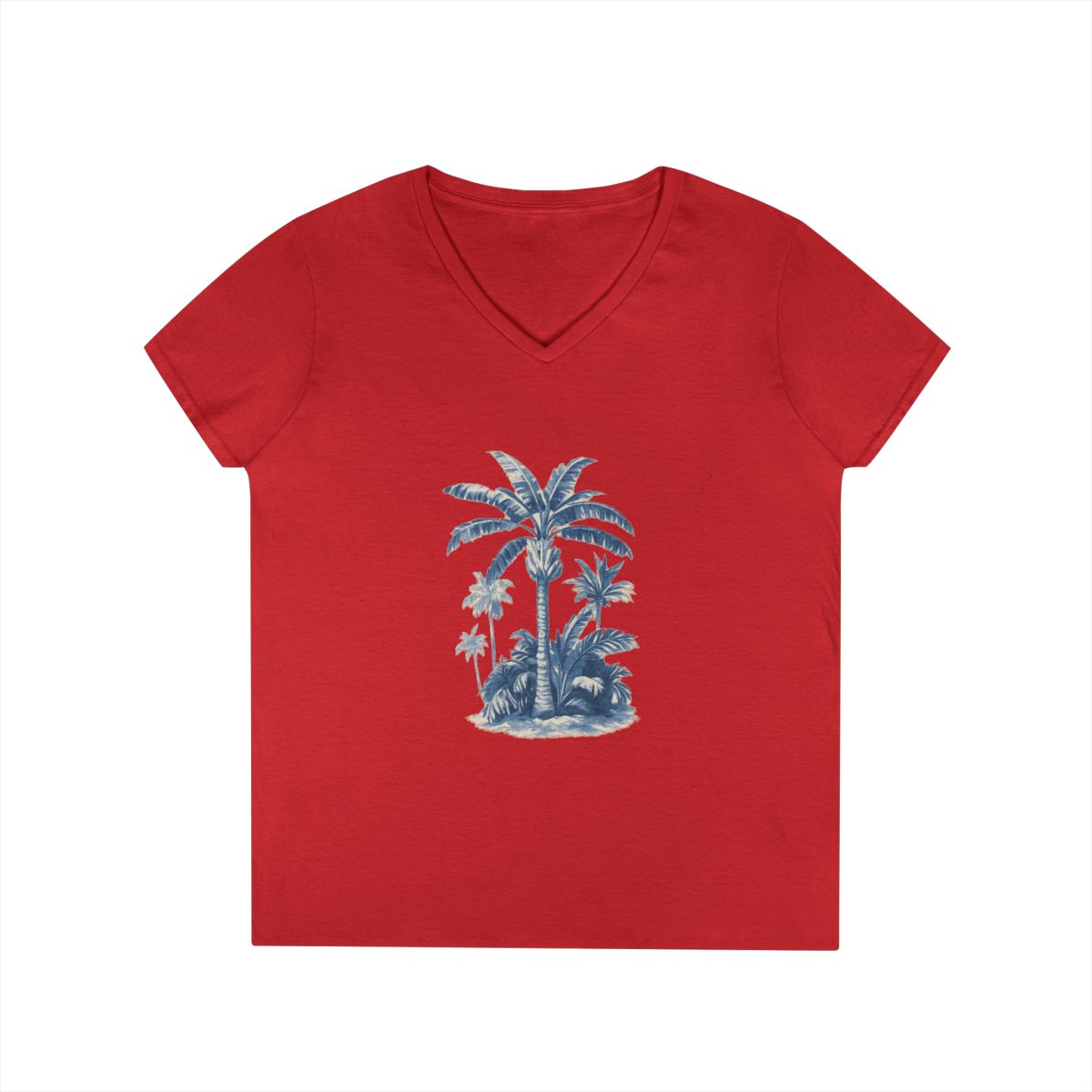 Tropical Palm Tree V-Neck Tee — Women's Beach Gift — color view 14