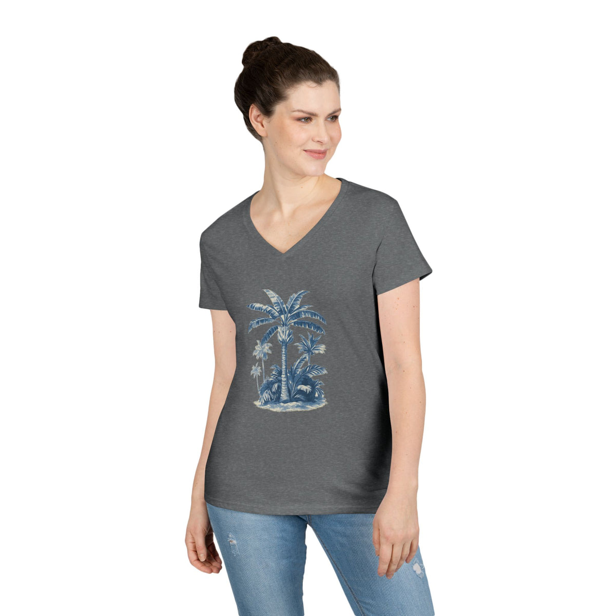 Tropical Palm Tree V-Neck Tee — Women's Beach Gift