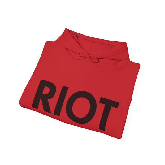 Bold RIOT Graphic Heavy-Blend Hoodie for Teens & Adults
