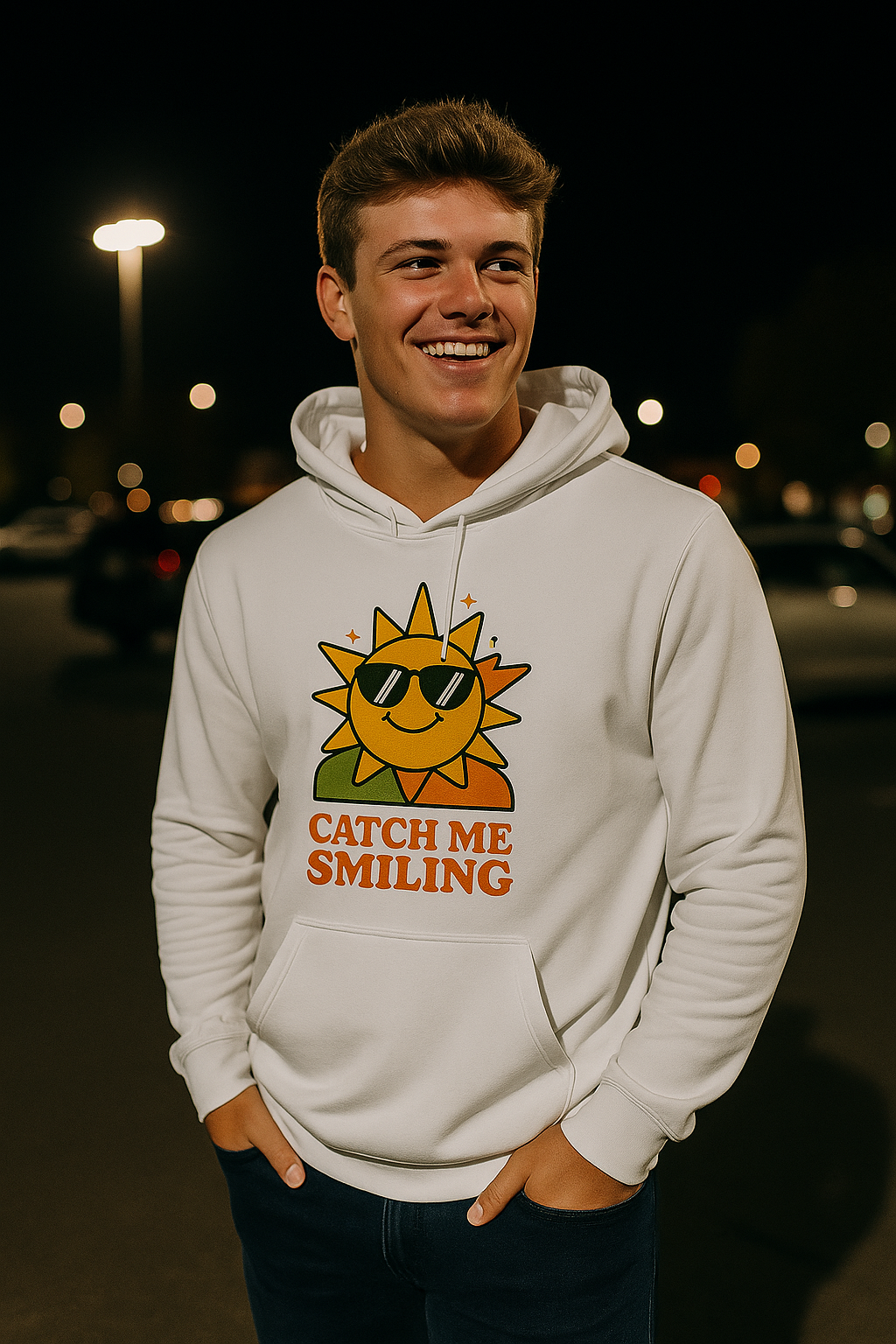 "Catch Me Smiling" Sun Hoodie — Men's Graphic Sweatshirt