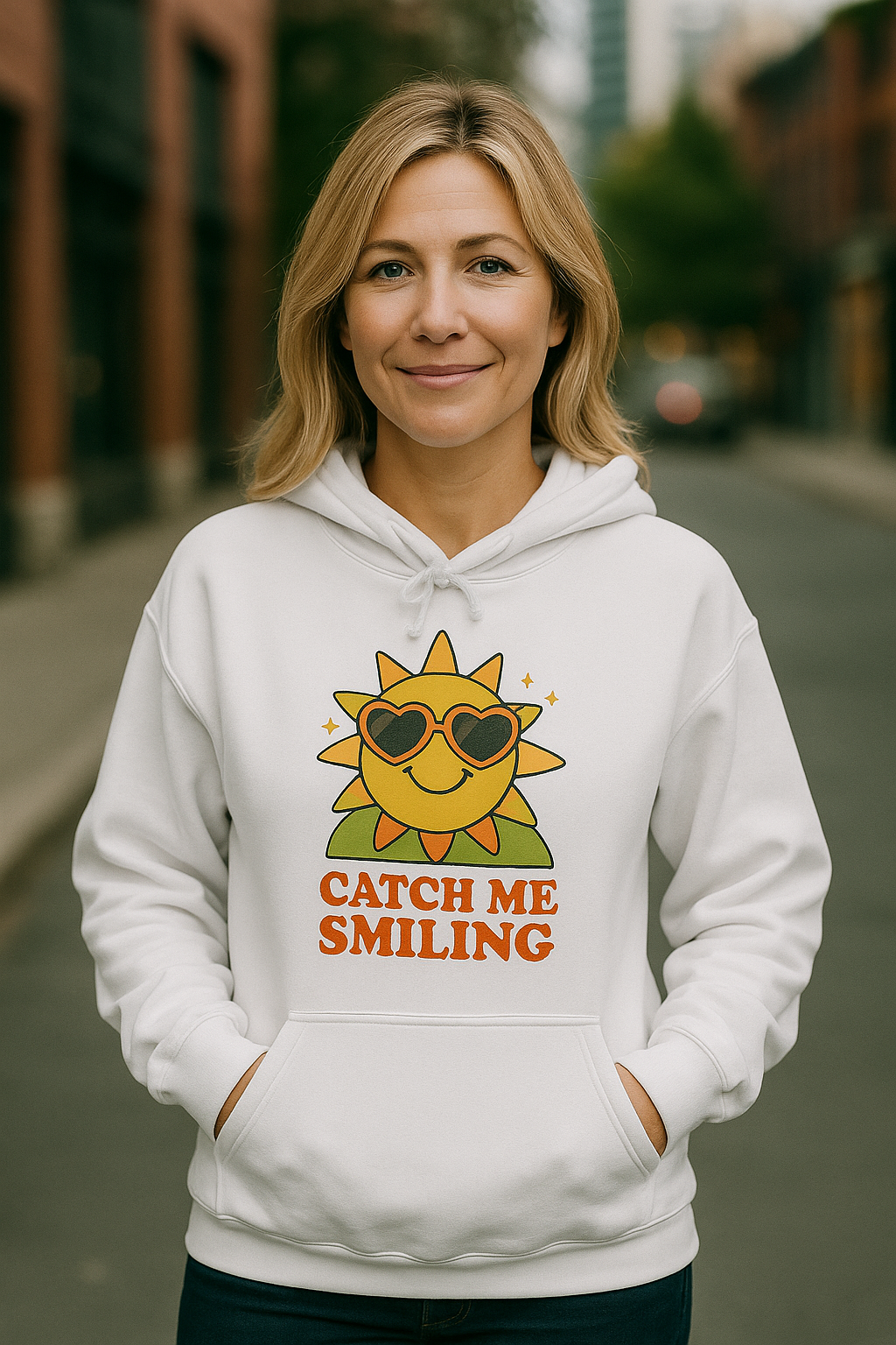 Women's Funny Sun Hoodie — "Catch Me Smiling" Summer Sweatshirt & Gift