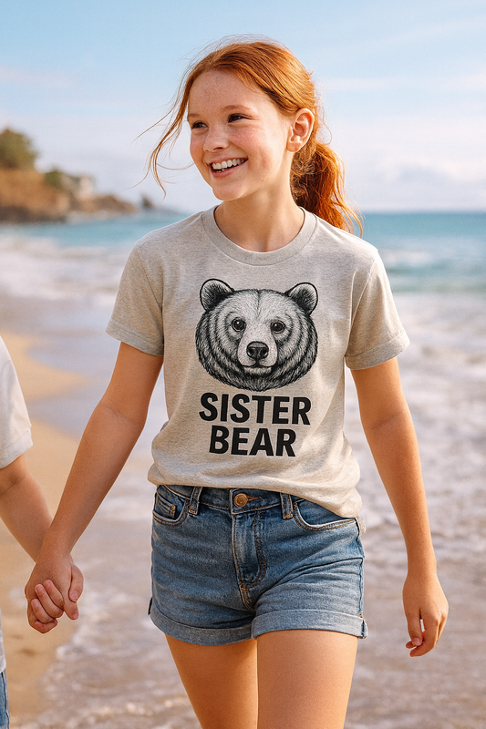 Sister Bear Youth T-Shirt — Kids Family Matching & Birthday Gift Tee