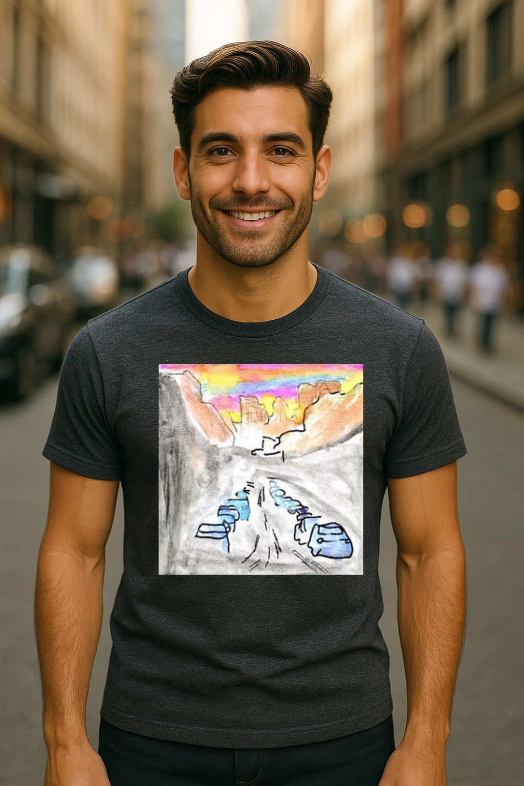 Mountain Escape Adventure T-Shirt — Unisex Hiking, Camping, & Outdoors Tee — Dark Grey Heather