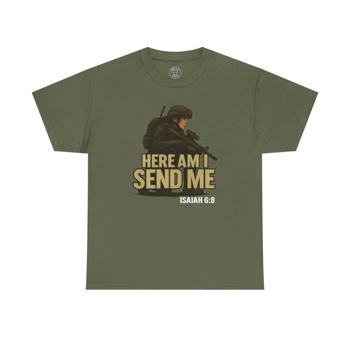 Female Soldier "Here Am I Send Me" T-Shirt (Isaiah 6:8) - Women's Military Christian Gift — view 2
