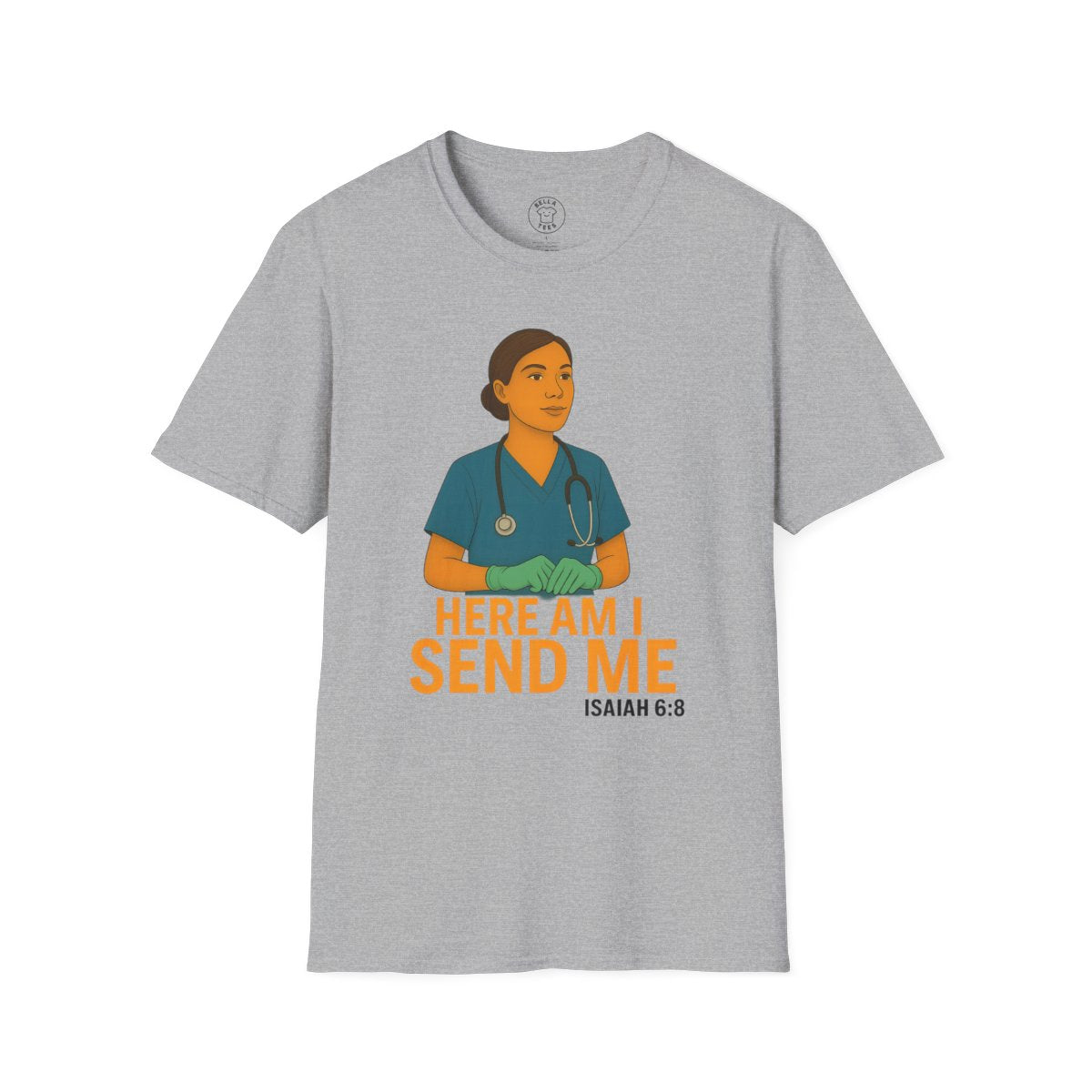 "Here Am I Send Me" Nurse T-Shirt (Isaiah 6:8) — Christian Healthcare Worker Gift — view 3