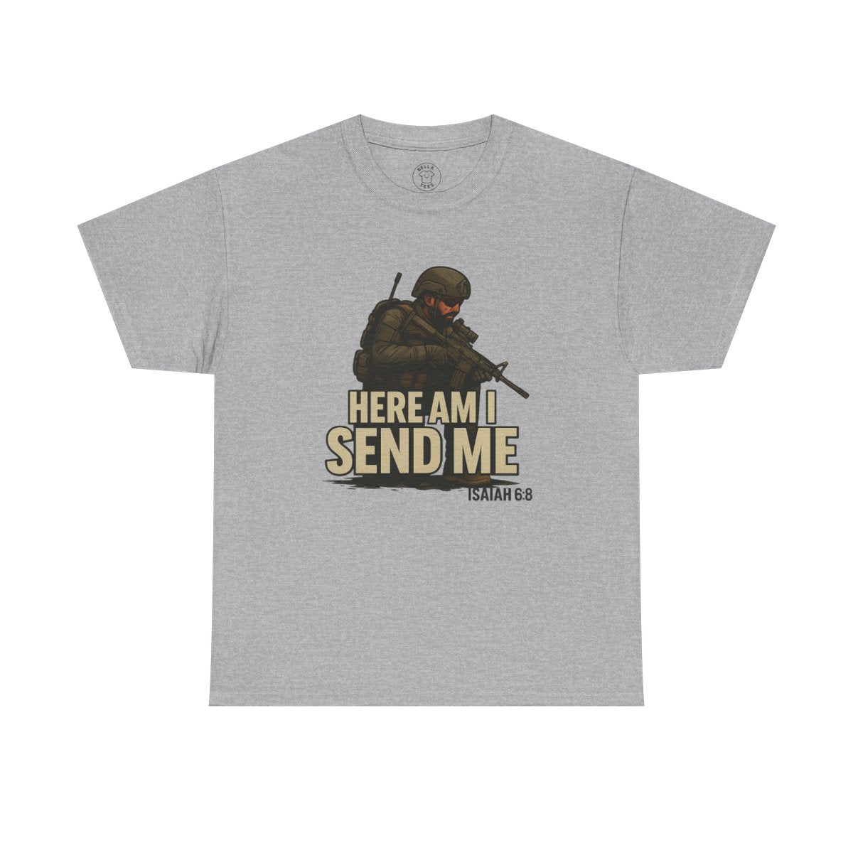 "Here Am I Send Me" T-Shirt (No Back) — Military Christian Scripture (Isaiah 6:8) — view 2