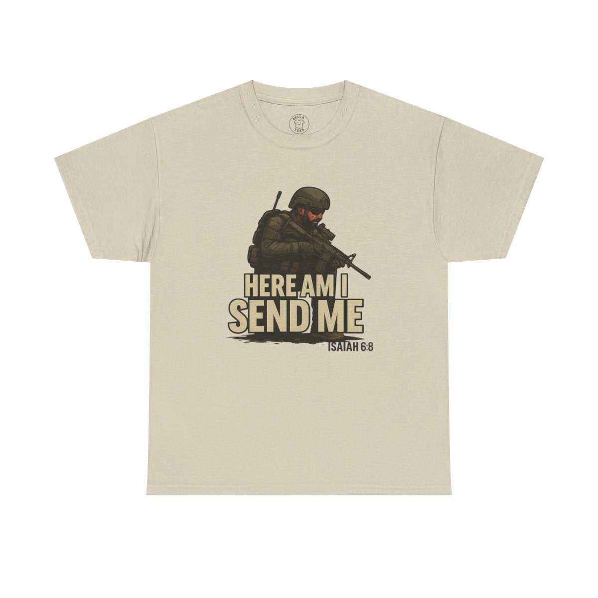 "Here Am I Send Me" T-Shirt (No Back) — Military Christian Scripture (Isaiah 6:8) — view 4