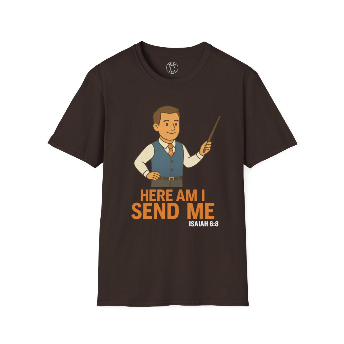 Male Teacher "Here Am I Send Me" T-Shirt (Isaiah 6:8) — Christian Educator Gift — view 5