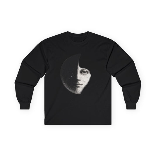 Moon Witness – Minimalist Vintage Etched Long Sleeve Shirt — color view 1