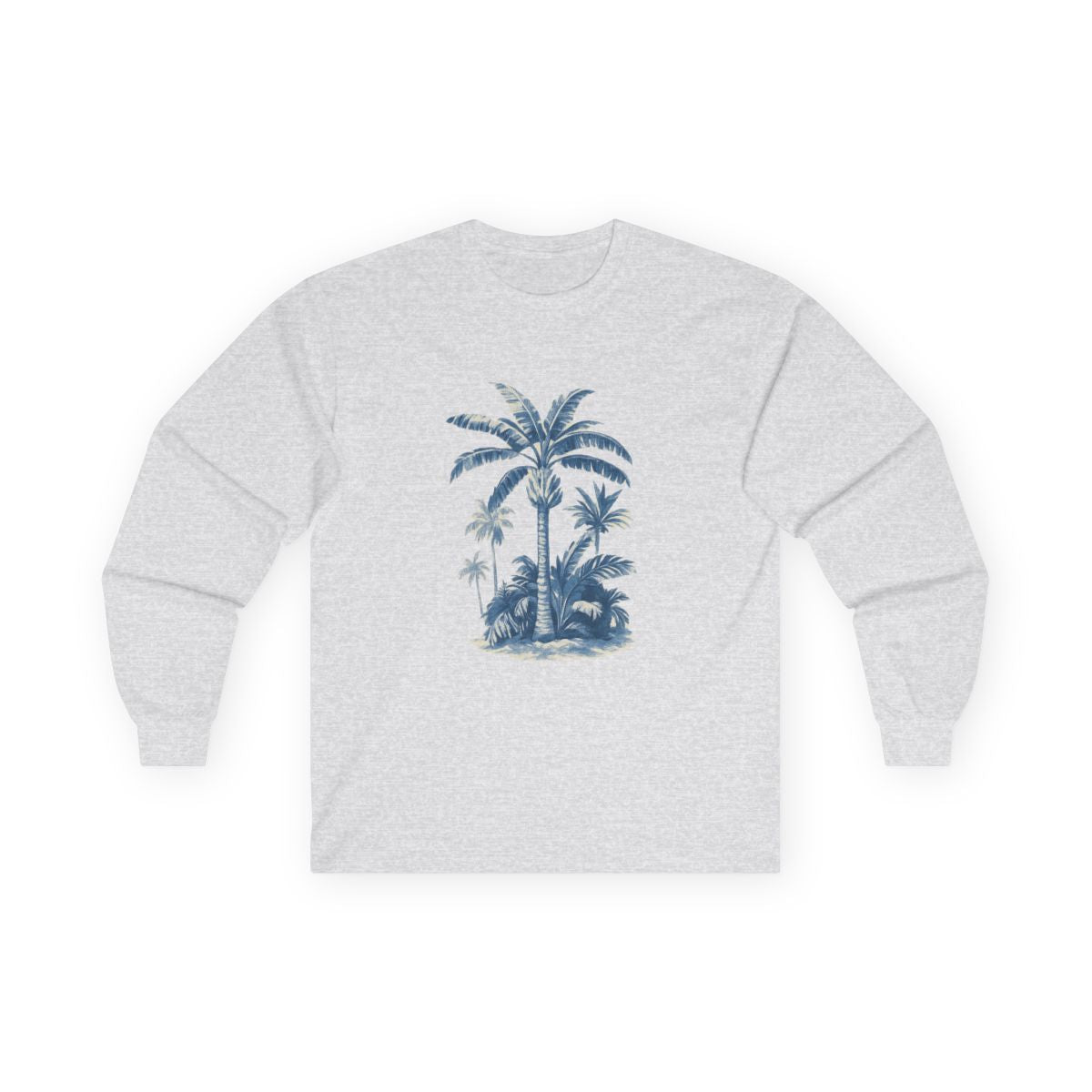 Tropical Palm Tree Long Sleeve Tee — Unisex Beach Shirt — color view 2