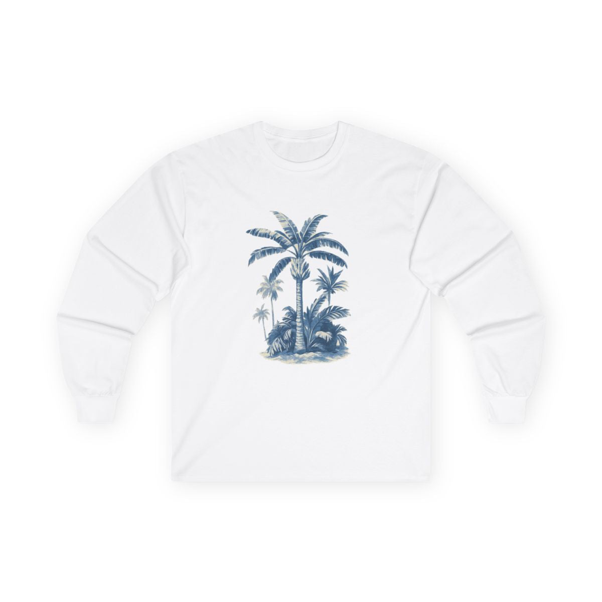 Tropical Palm Tree Long Sleeve Tee — Unisex Beach Shirt — color view 1