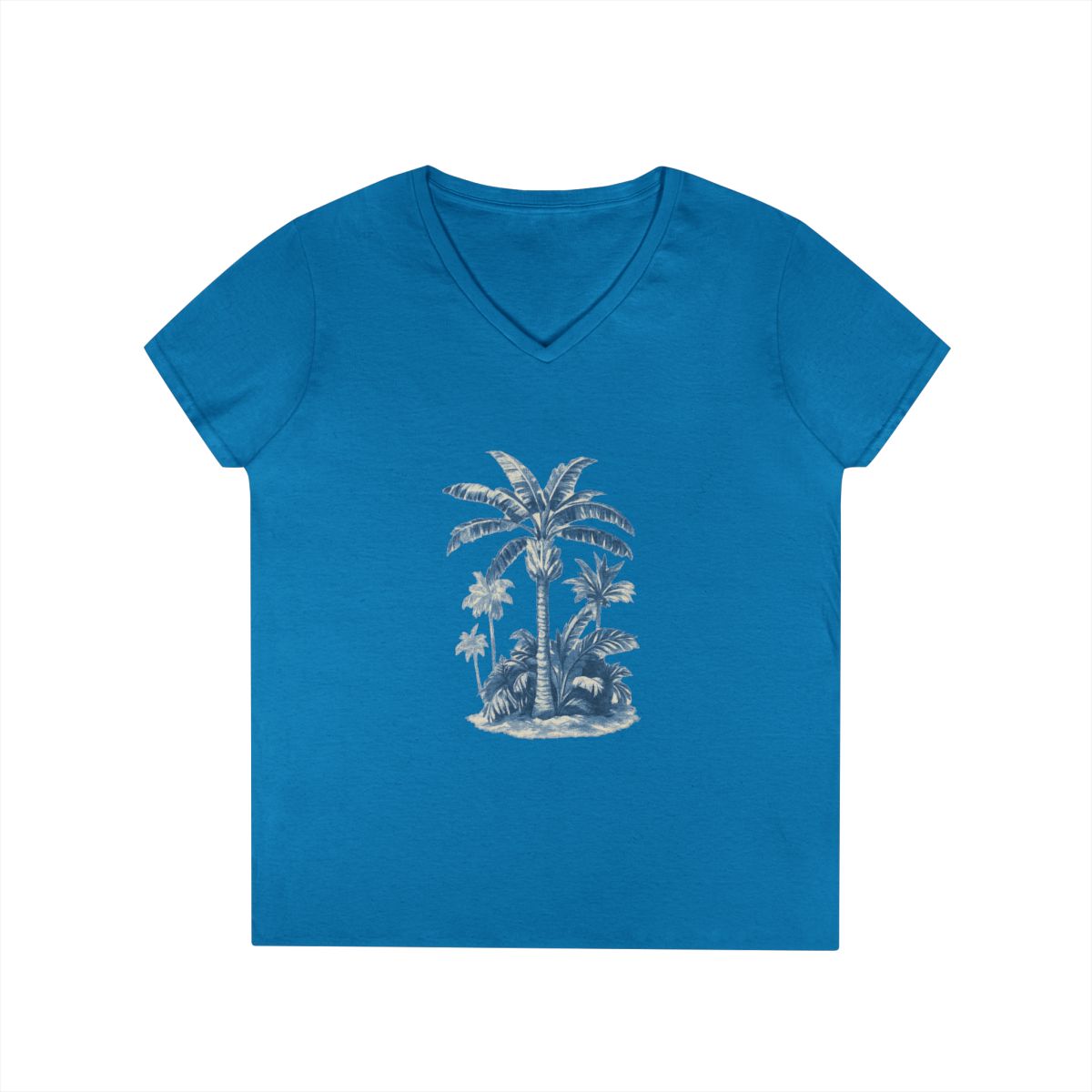 Tropical Palm Tree V-Neck Tee — Women's Beach Gift — color view 6