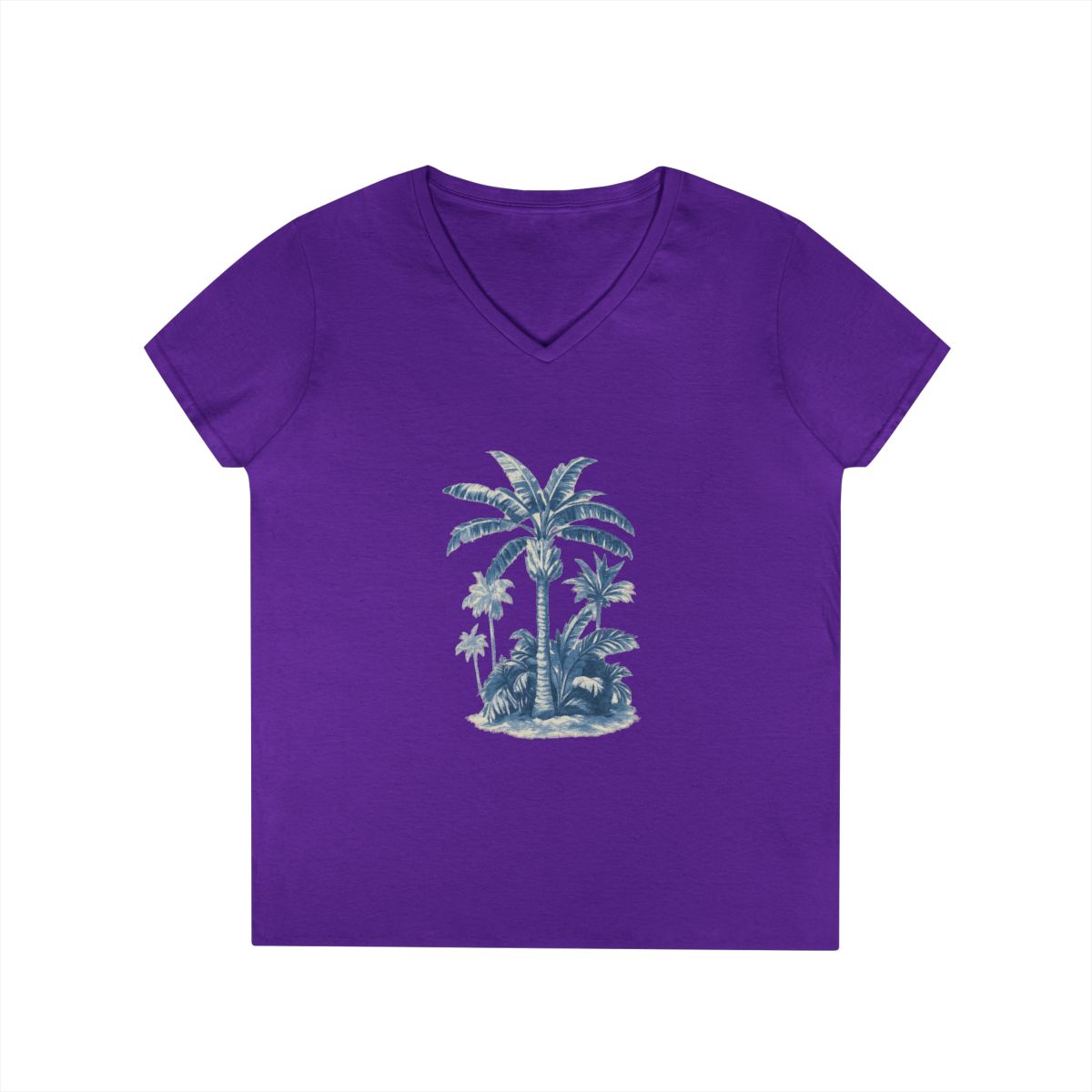 Tropical Palm Tree V-Neck Tee — Women's Beach Gift — color view 11