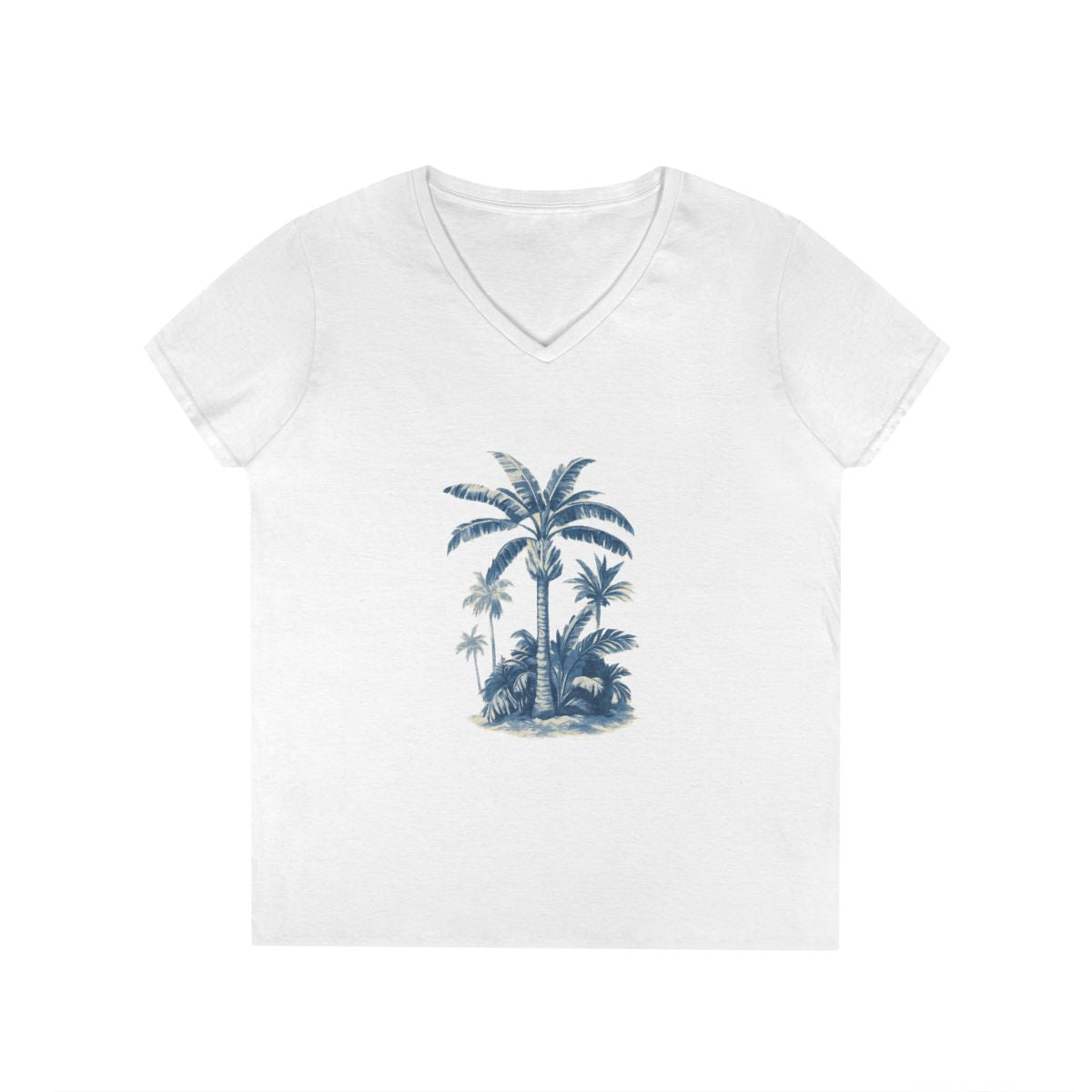 Tropical Palm Tree V-Neck Tee — Women's Beach Gift — color view 1