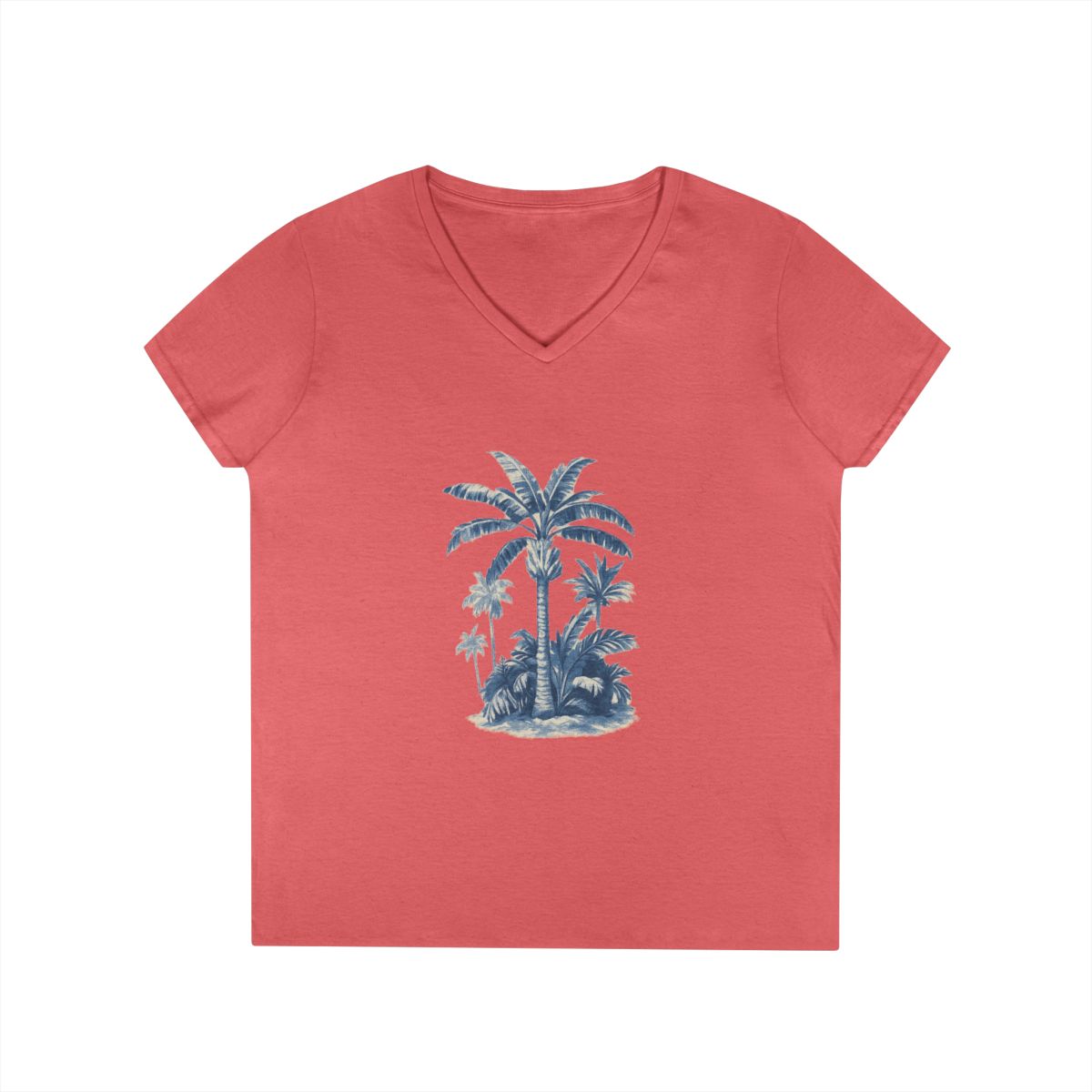 Tropical Palm Tree V-Neck Tee — Women's Beach Gift — color view 2