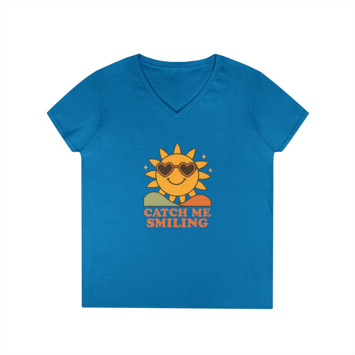 Women's V-Neck Funny Sun T-Shirt — "Catch Me Smiling" Summer Tee & Gift — view 6
